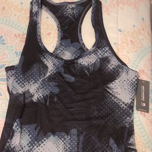 Athleta Black and Blue Patterned Tank